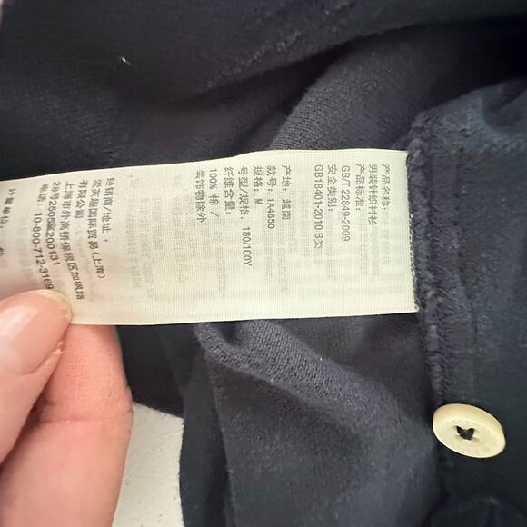 Y2K Abercrombie Fitch Polo Shirt Mens Size M Muscle Embroidered Logo Navy Blue - Picture 6 of 6